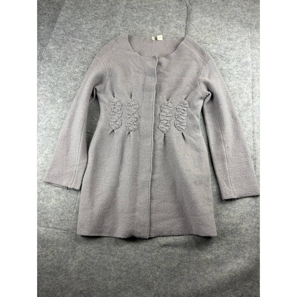 Anthropologie Moth Women's M Applique Coat Wool Snap Down Fairy Y2K Goth Whimsy
